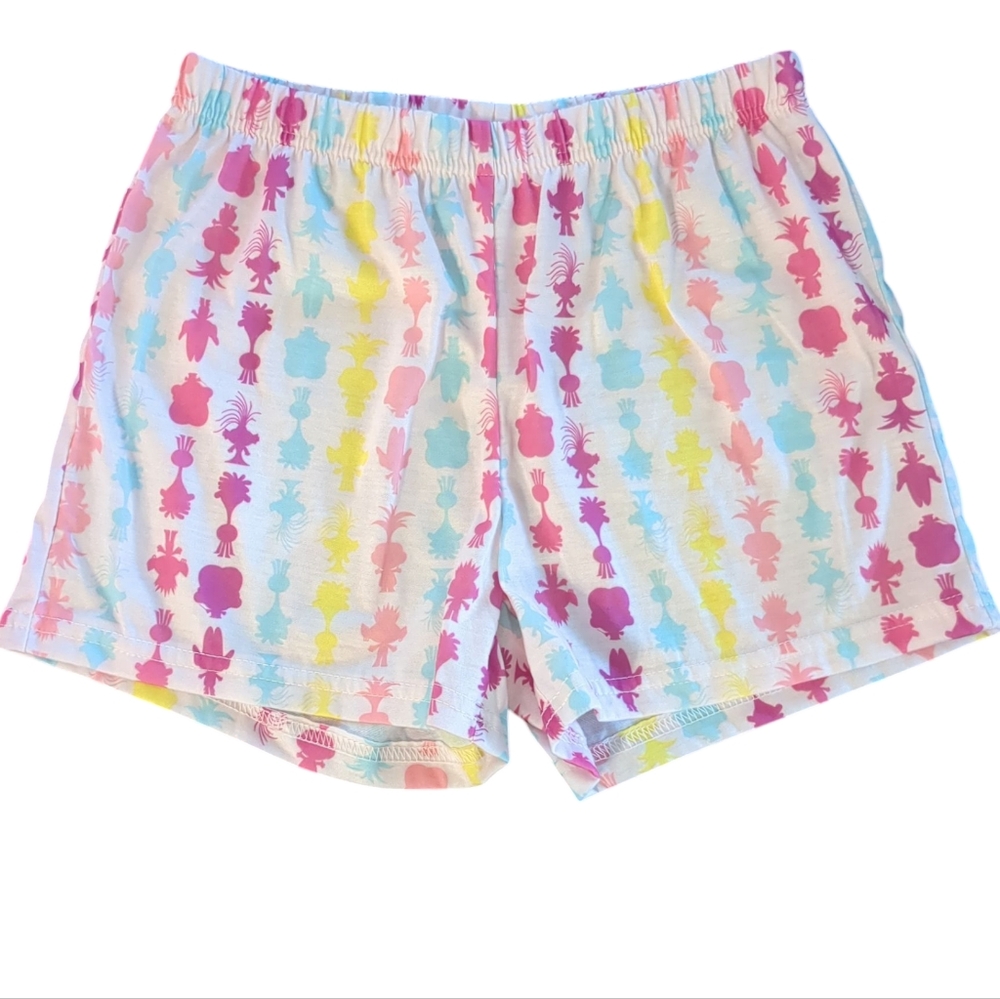🍁2/$7🍁White Pink Blue Yellow Trolls Print Pajama Shorts